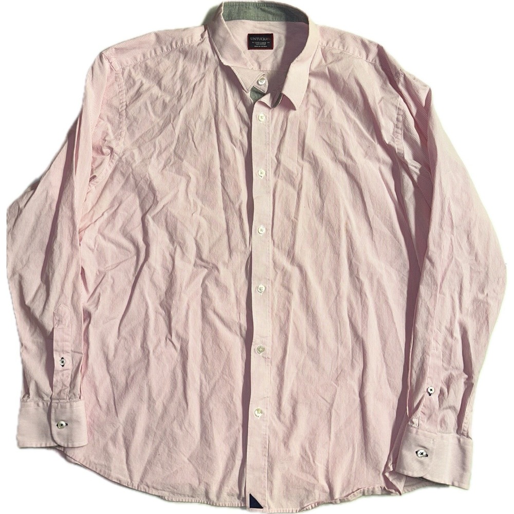 UNTUCKit Pink Striped Button Up Dress Shirt Men's 3XL Untucked Fit
